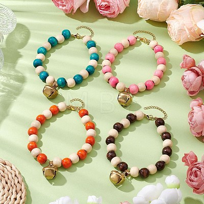 Wood Round Beads Pet Collar DIY-CP00033-1