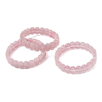 Natural Rose Quartz Beaded Stretch Bracelets for Women Men BJEW-D461-02G-1
