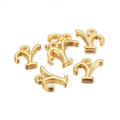 Golden Plated Alloy Letter Pendants PALLOY-J718-01G-Y-1