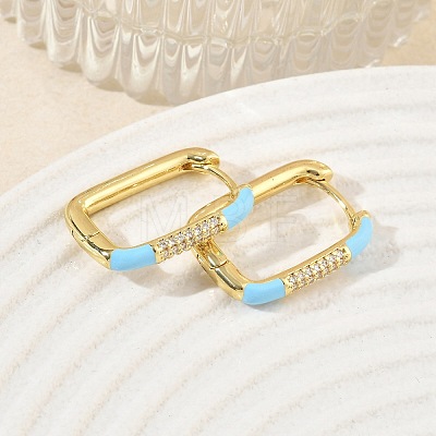 Brass Micro Pave Cubic Zirconia Hoop Earrings KK-CBA98BA-01G-B-1