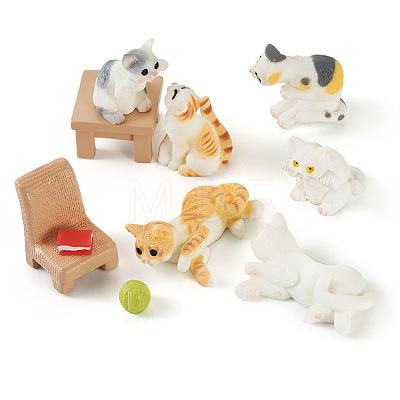 10Pcs 10 Style Resin Cat/Chair/Table/Book/Yarn Ball Ornaments DJEW-TA0001-05-1