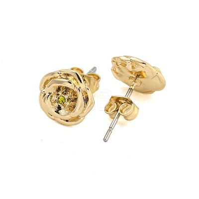 Brass Micro Pave Cubic Zirconia Ear Studs EJEW-P283-01G-08-1