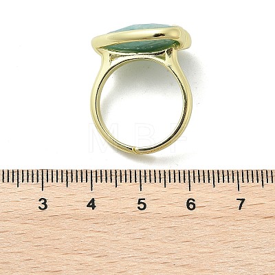 Heart Brass Natural Amazonite Finger Rings RJEW-D304-01G-E-1