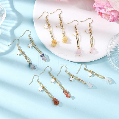 Natural Mixed Stone Nuggets Dangle Earrings EJEW-JE06811-1