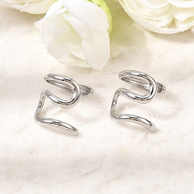 304 Stainless Steel Cuff Earrings EJEW-L313-01P-1