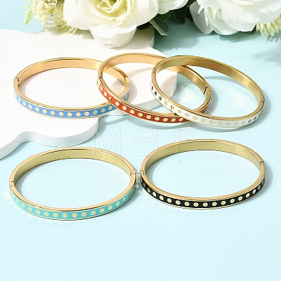 304 Stainless Steel Enamel Bangles BJEW-D408-41G-1