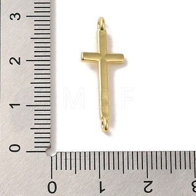 Rack Plating Brass Religion Cross Connector Charms Links KK-U027-04G-1