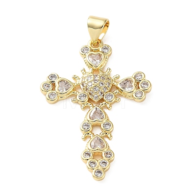 Brass Micro Pave Cubic Zirconia Pendants KK-H279-09G-03-1