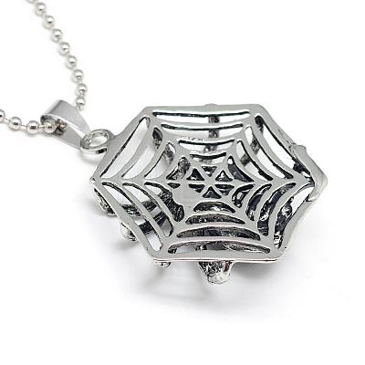 Alloy Glass Pendant Necklaces NJEW-S381-098-1