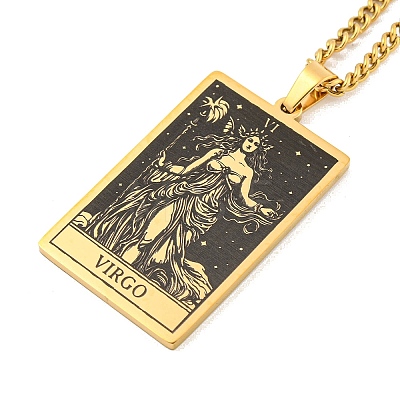 304 Stainless Steel Tarot Pendant Necklaces NJEW-A026-01G-06-1