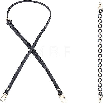   2Pcs 2 Style Adjustable Leather & Acrylic Cable Chain Bag Handles FIND-PH0005-19-1