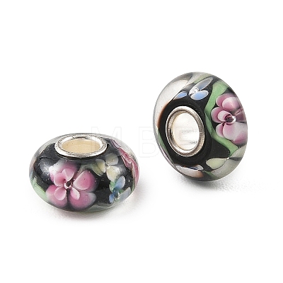 Lampwork & Brass Core European Beads LAMP-P019-01P-09-1