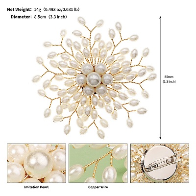 ABS Imitation Pearl Acrylic Flowers Brooch PW-WG53798-03-1