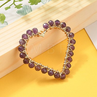 Heart Natural Faceted Amethyst Pendants PALLOY-JF00511-02-1