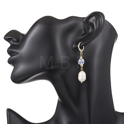 Brass Oval Leverback Earrings EJEW-JE06735-1
