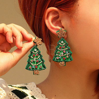 Christmas Tree Felt Fabric Dangle Stud Earrings FS-WG8B689-01-1