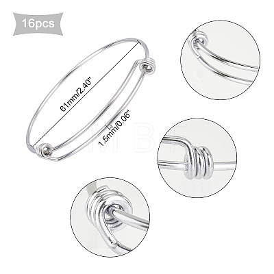 16Pcs Adjustable 304 Stainless Steel Expandable Bangle Making BJEW-DC0001-01-1