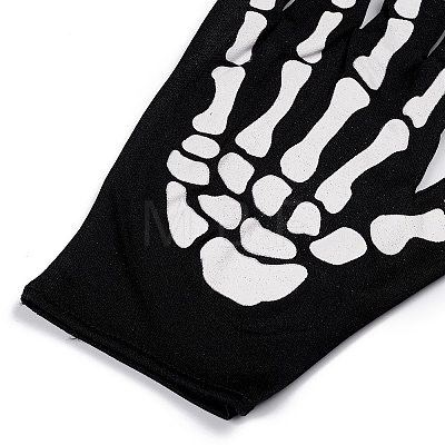 Polyester Skeleton Hand Horror Full Finger Gloves AJEW-A045-01A-1