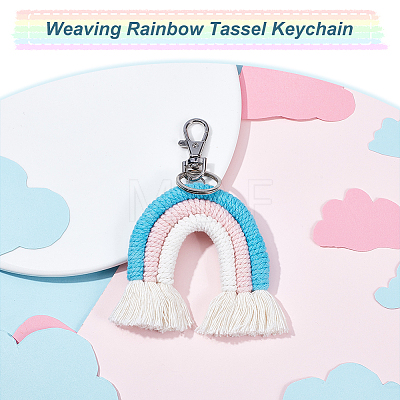 Rainbow Cotton Tassel Keychain KEYC-WH0029-44-1