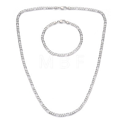 Brass Figaro Chain Necklaces and Bracelets Sets SJEW-N0039-01P-1