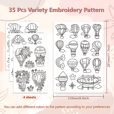 4 Sheets 11.6x8.2 Inch Stick and Stitch Embroidery Patterns DIY-WH0455-181-1