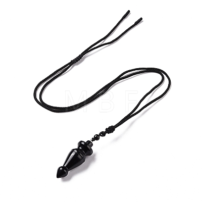 Gemstone Pendulum Shape Pendant Necklace with Nylon Cord for Women G-A210-07-1