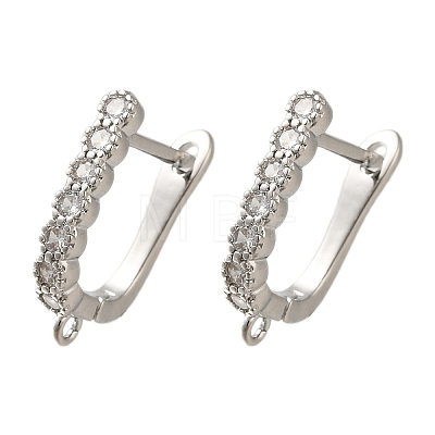 Rack Plating Brass Micro Pave Cubic Zirconia Hoop Earring Findings EJEW-H143-05P-1