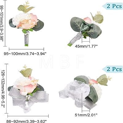 CHGCRAFT 4pcs 2 Style Silk Ribbon Wrist Corsage AJEW-CA0002-74-1