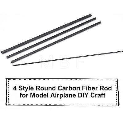 BENECREAT 8Pcs 4 Style Round Carbon Fiber Rod DIY-BC0004-82-1