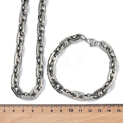 201 Stainless Steel Chain Necklaces & Chain Bracelets SJEW-G087-03P-1