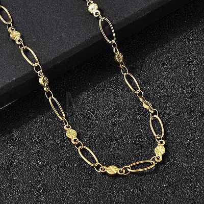304 Stainless Steel Flower Link Chain Necklaces for Women NJEW-A046-02C-G-1
