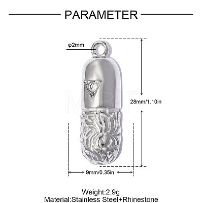 304 Stainless Steel with Crystal Rhinestone Pendants RB-OY001-03P-01-1
