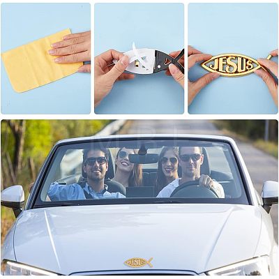 4Pcs 4 Colors ABS Plastic Car Stickers AJEW-FH0003-02-1