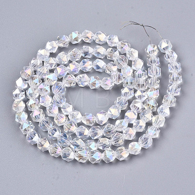 Electroplate Transparent Glass Beads Strands EGLA-T019-06L-1