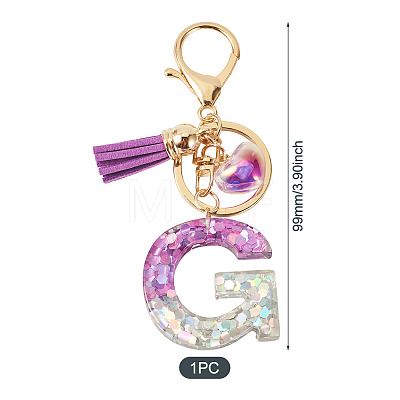 Alloy Resin Heart Keychains KEYC-TADJ0002-01G-G-1