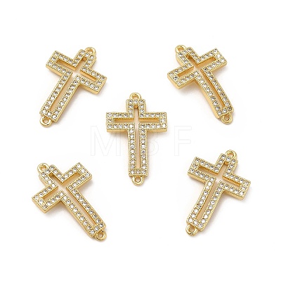 Brass Micro Pave Clear Cubic Zirconia Connector Charms LS-KK-E068-VB326-1