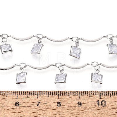 Brass Glass Scalloped Bar Chains CHC-T018-09P-1