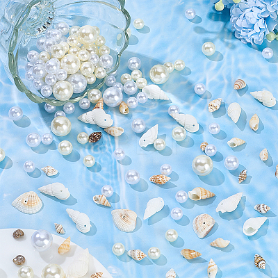 220Pcs 6 Styles Plastic Imitation Pearl Beads KY-SP0001-78-1