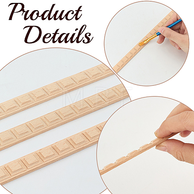 Wood Carving Waistline Edge Strips for Living Room Background Wall Decorative AJEW-GF0013-86B-1