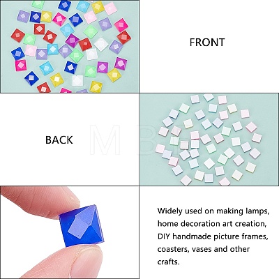 Square Faceted Glass Cabochons DIY-PH0028-04-1