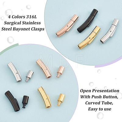 Olycraft 4 Sets 4 Colors 316L Surgical Stainless Steel Bayonet Clasps STAS-OC0001-17A-1