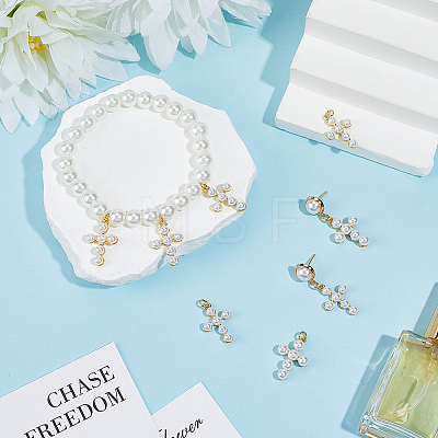 16Pcs Brass Plastic Imitation Pearls Pendants KK-PH0015-44-1