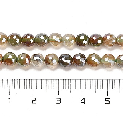 Electroplated Natural Agate Round Beads Strands G-L598-A01-01A-1