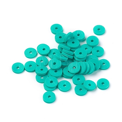 Flat Round Eco-Friendly Handmade Polymer Clay Beads CLAY-R067-6.0mm-34-1