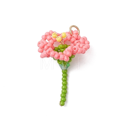 Glass Seed Beaded Flower Pendants PALLOY-MZ01171-1