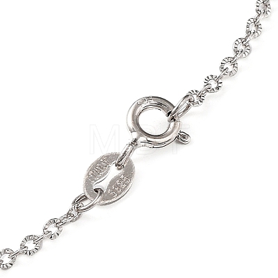 Rhodium Plated 925 Sterling Silver Textured Link Chain Necklaces Making STER-B001-04P-1