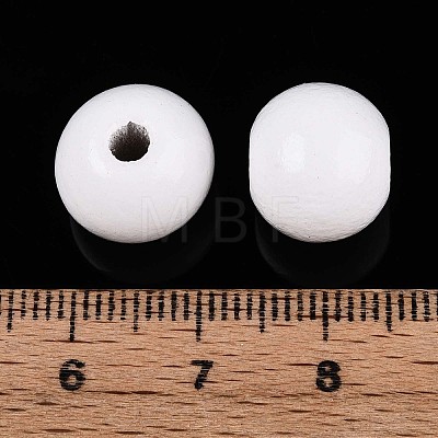 Spray Painted Round Natural Schima Wood Beads WOOD-A018-12mm-30-1