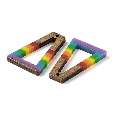 Pride Rainbow Theme Resin & Walnut Wood Pendants WOOD-K012-11A-1