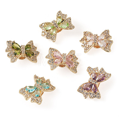 6Pcs 6 Colors Brass Rhinestone Beads KK-TA0009-14-1