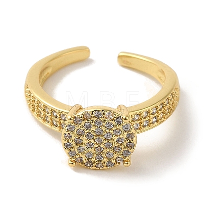 Rack Plating Brass Micro Pave Clear Cubic Zirconia Cuff Ring RJEW-P104-05G-1